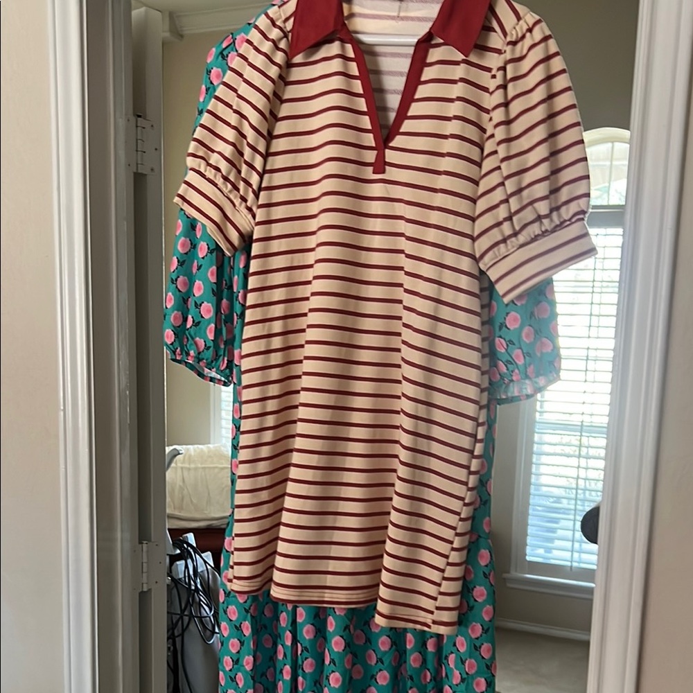 Entro Striped and Floral Dress Set